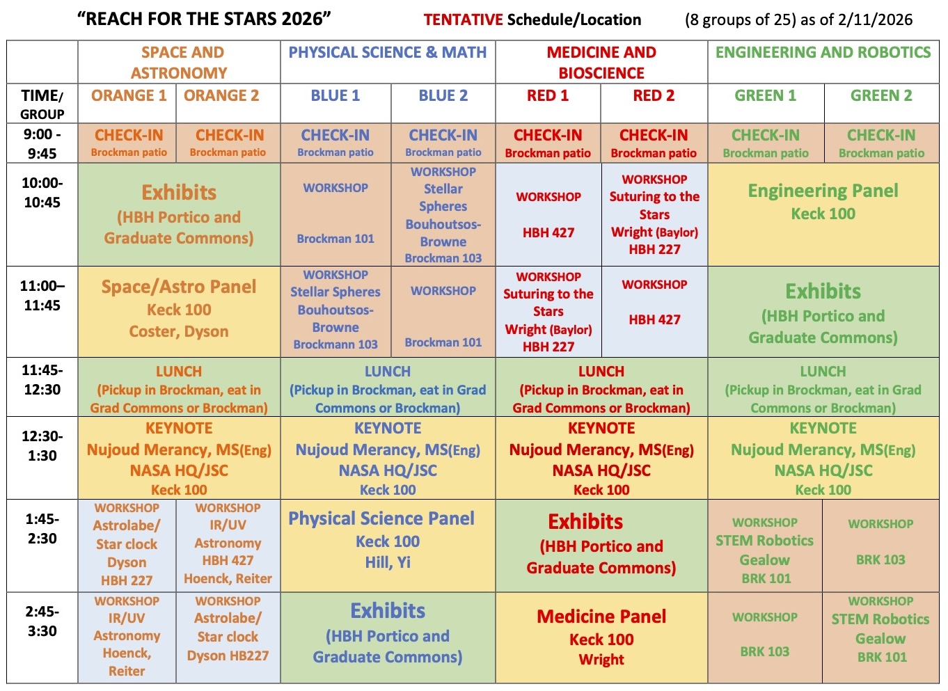 Reach For The Stars STEM Festival schedule