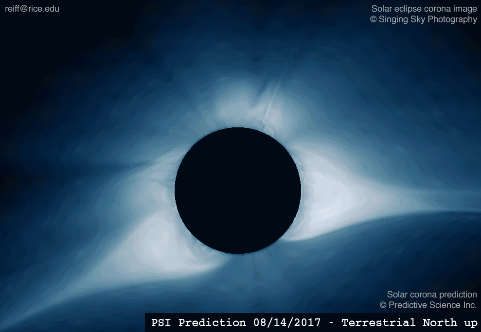 Comparison of predicted and actual solar corona during the Aug 21, 2017 eclipse